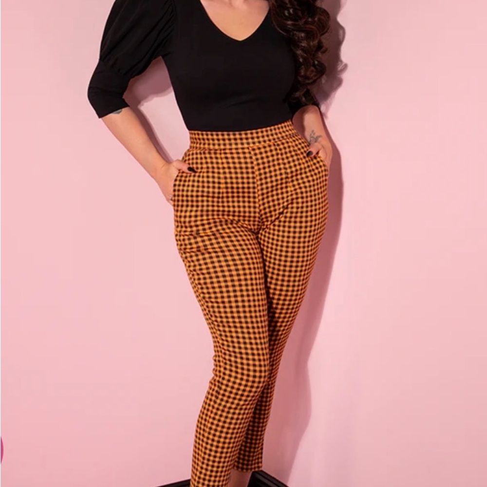 CIGARETTE PANTS IN ORANGE PUMPKIN GINGHAM